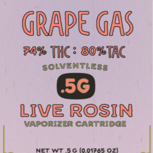 Grape Gas (H) .5 Live Rosin Vape Cartridge